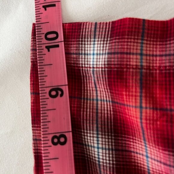VINTAGE Wrangler Shirt Mens Red Plaid Western‎ Button Perl Snap - Picture 9 of 11